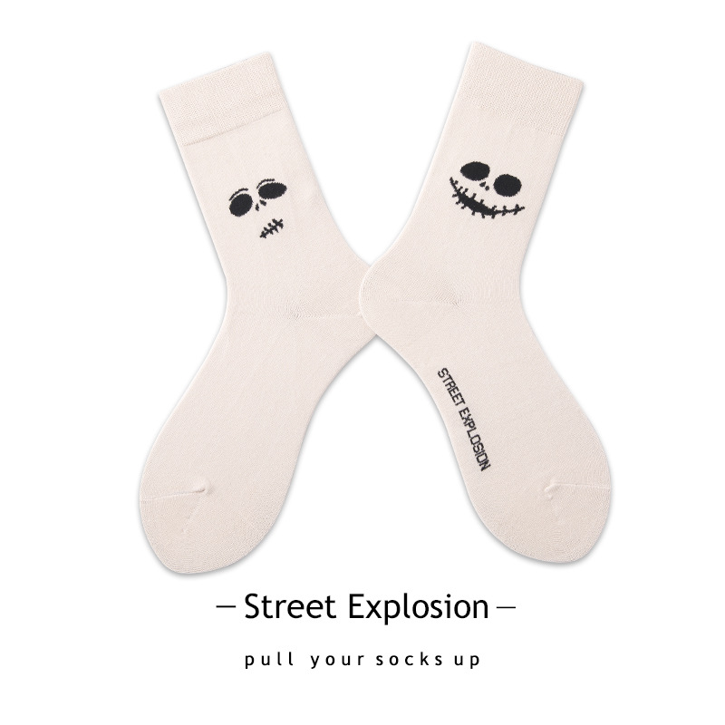 New Cotton Socks Personality Tide Graffiti Men And Women In Tube Socks Cartoon Creative Wave Of Street Skate Socks